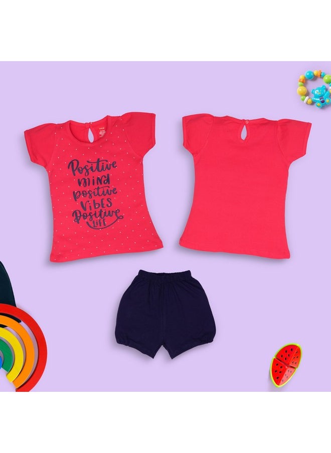 LuvLap Baby Girls Pack Of 3 Half Sleeve Top & Shorts Set 100% Cotton, L (6 to 12 Months)
