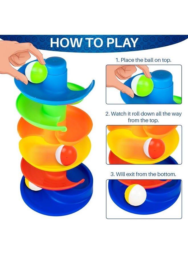Ratna's 5 in 1 Tiny Tots Gift Set Containing Star Stacker, Penguin Stacking Ring, Stack-N-Spin, Rainbow Spinning Tower & Shape Sorter Cube Toys for Infants & Toddlers