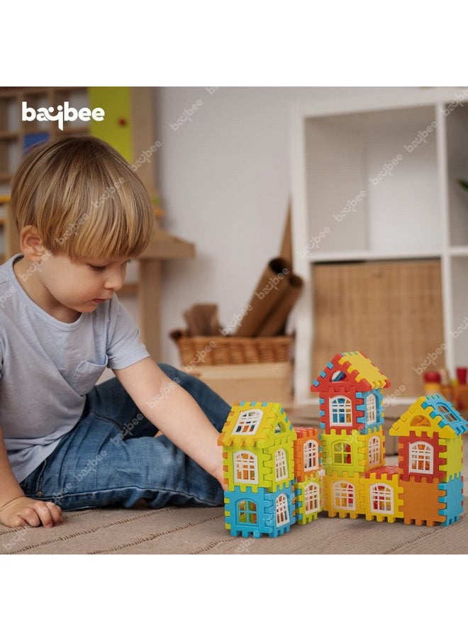 Baybee 80 Pcs Plastic DIY Building Blocks House for Kids,Puzzle Block Games , Learning Stacking Toys for Kids | Construction Building Block Toys For Kids 3+ Years Boys Girls (Little Architect)