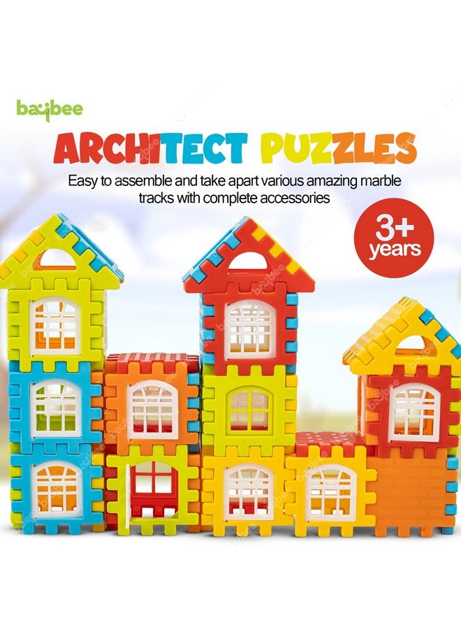 Baybee 80 Pcs Plastic DIY Building Blocks House for Kids,Puzzle Block Games , Learning Stacking Toys for Kids | Construction Building Block Toys For Kids 3+ Years Boys Girls (Little Architect)
