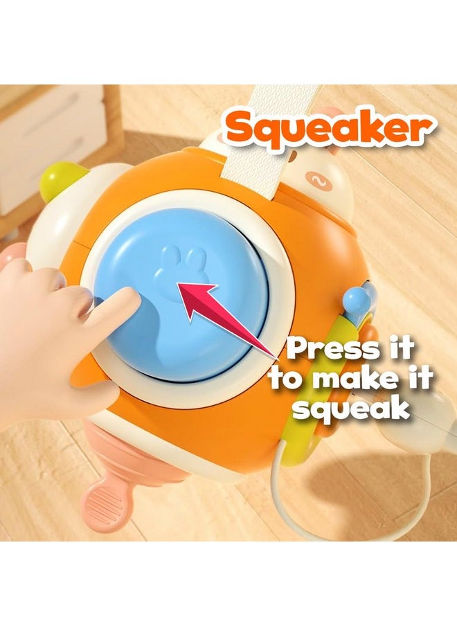 Wembley Montessori Toys 6 in 1 Baby Sensory Toys Toddler Activity Learning Motor Skill Interactive Cube for Kids 1 2 3 Years Birthday Gift Squeaky Spinner Pop Up Colorful Press Button Rotatable Head