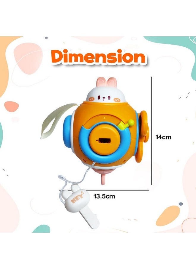 Wembley Montessori Toys 6 in 1 Baby Sensory Toys Toddler Activity Learning Motor Skill Interactive Cube for Kids 1 2 3 Years Birthday Gift Squeaky Spinner Pop Up Colorful Press Button Rotatable Head