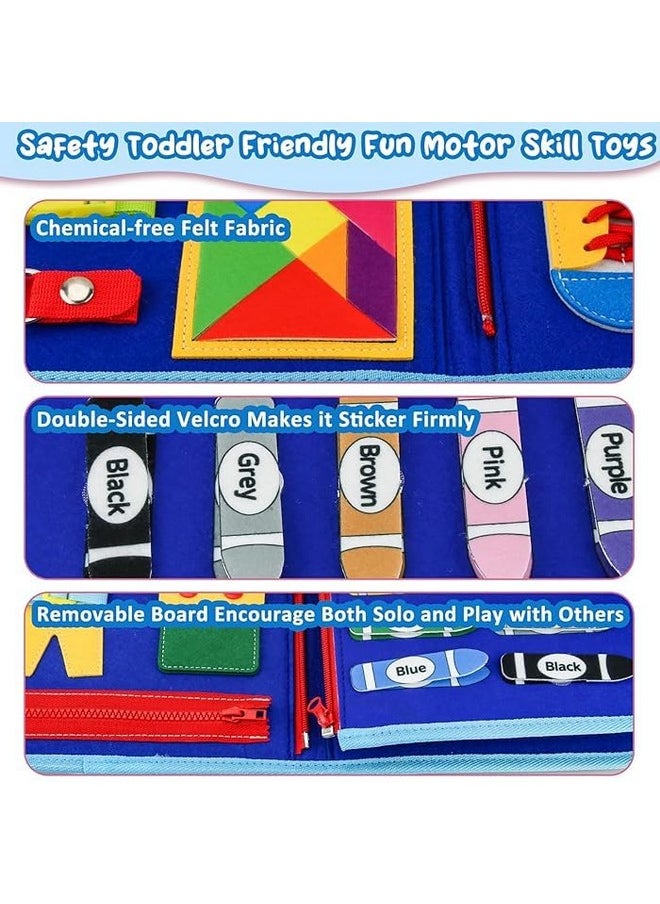 PLUSPOINT Busy Board Montessori Toys for Kids Birthday Gift Preschool Learning Activities with Life Skills ABC 123 Shape Color Animal Weather Toddler Gifts Christmas Toys for 2-7yr (Space)