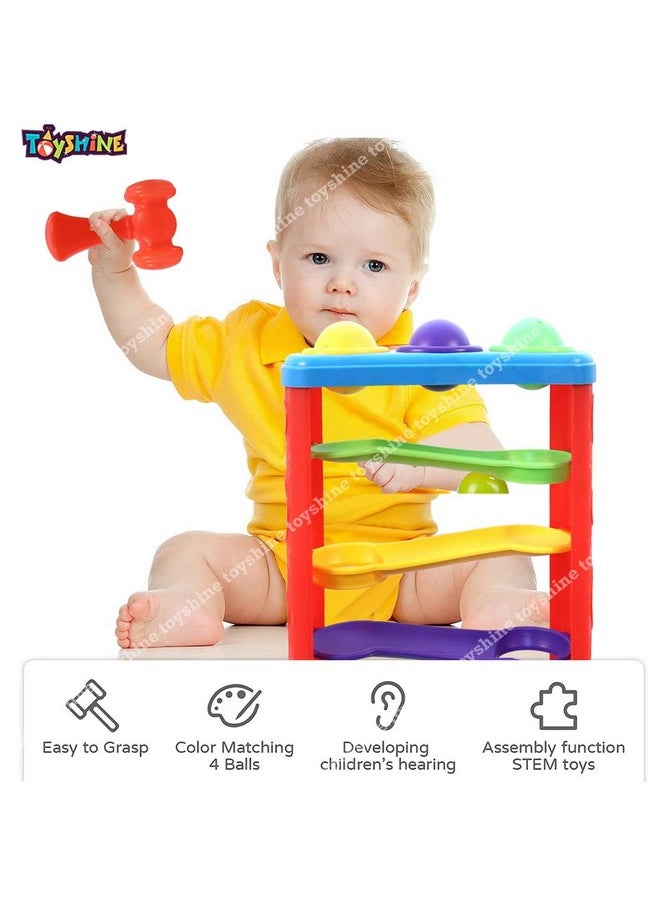 Toyshine Ramp Race Slope Rolling Hammer Toy Set with 3 Balls for kids Pound a Ball Toy for Toddlers Boys and Girls, STEM Developmental Educational Fun Learning Toy, Best Birthday Gifts (Medium)