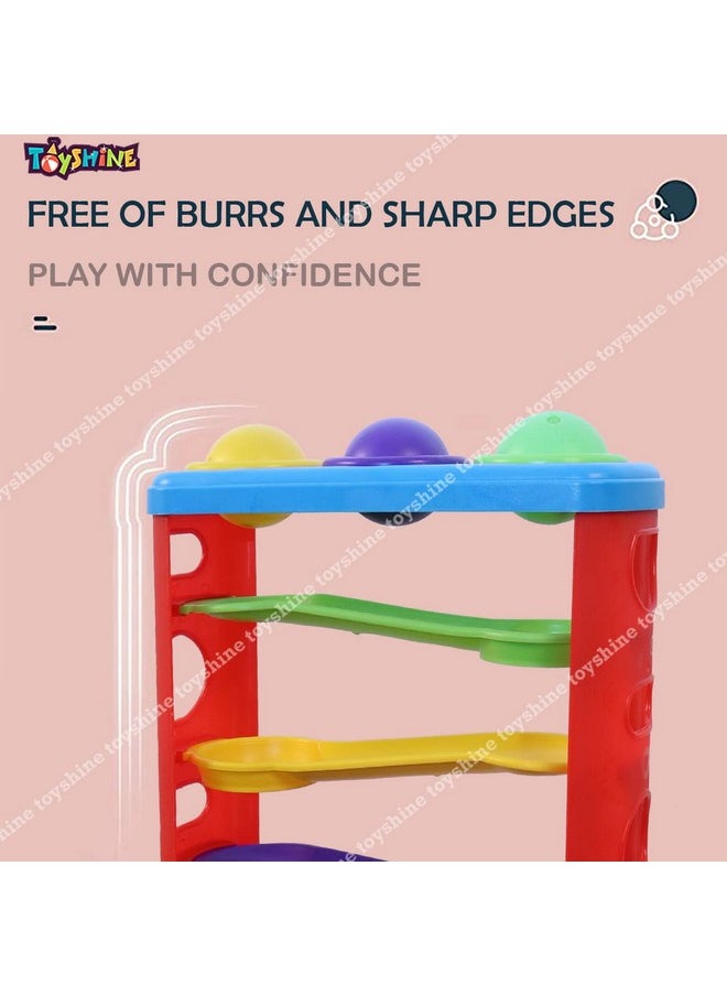Toyshine Ramp Race Slope Rolling Hammer Toy Set with 3 Balls for kids Pound a Ball Toy for Toddlers Boys and Girls, STEM Developmental Educational Fun Learning Toy, Best Birthday Gifts (Medium)