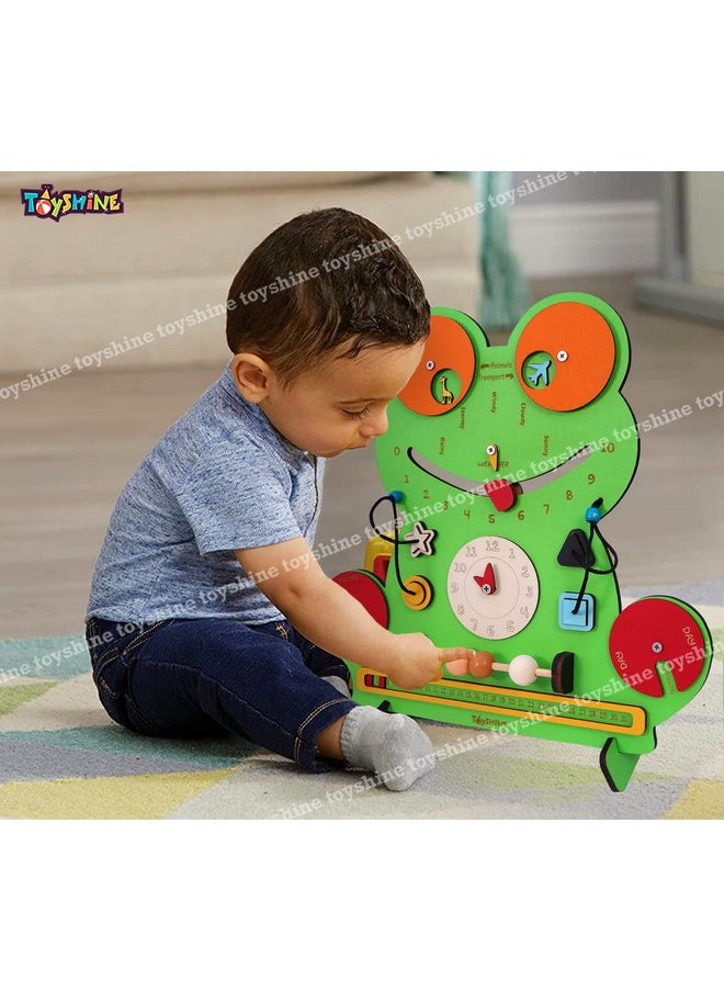Toyshine Wooden The Flippy Busy Board with 10 Busy Activities | Big Size Montessori Gifts Toys for Toddlers Boys & Girls 2 3 4 5 Year Old Preschool Basic Skills Learning