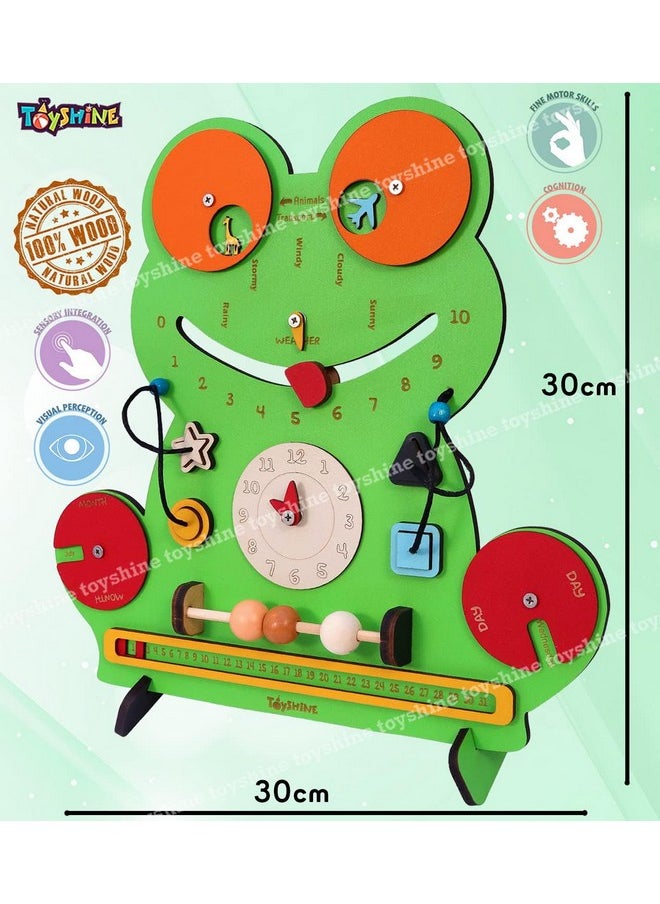 Toyshine Wooden The Flippy Busy Board with 10 Busy Activities | Big Size Montessori Gifts Toys for Toddlers Boys & Girls 2 3 4 5 Year Old Preschool Basic Skills Learning