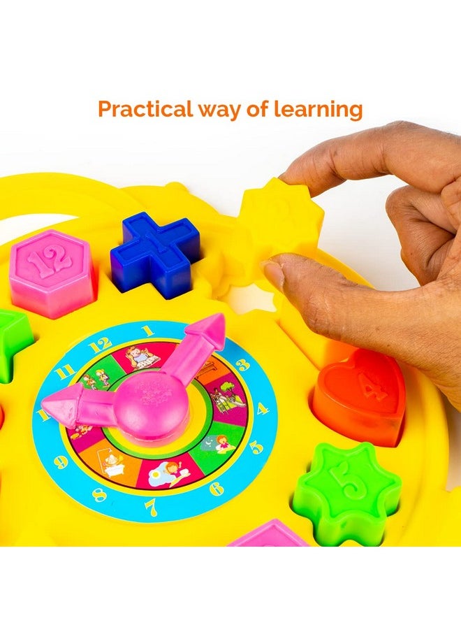 Ratna's Educational 2 in 1 Puzzle Clock Shapes for Kids to Learn timings and Different Colourful Shapes at a time.MULTICOLUR.