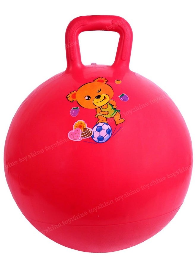 Toyshine Hopper Ball 45cm for Kids Ages: 3-6 Inflatable Hopping Balls Jumping Therapy Ball Toys Sit and Bounce Ball with Handle - RED