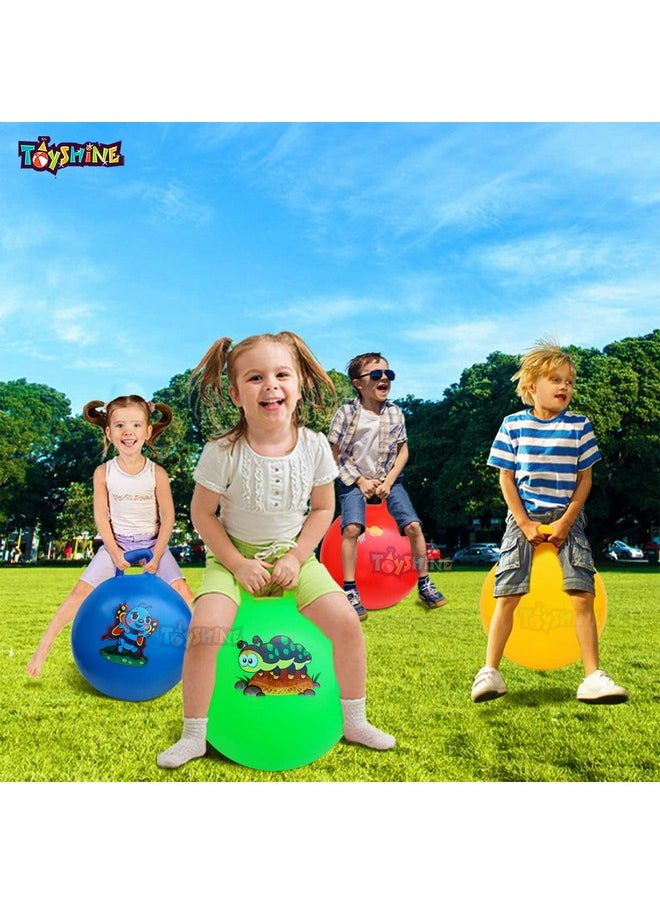 Toyshine Hopper Ball 45cm for Kids Ages: 3-6 Inflatable Hopping Balls Jumping Therapy Ball Toys Sit and Bounce Ball with Handle - RED