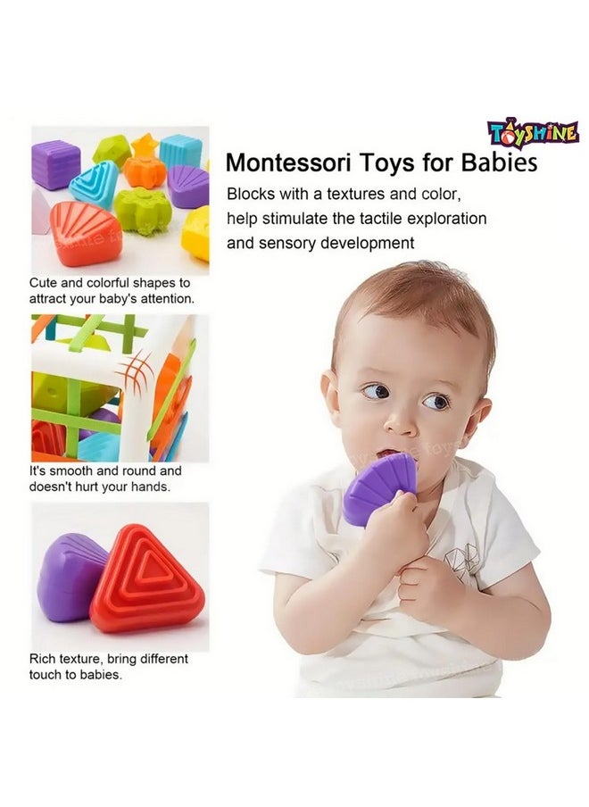 Toyshine Shape Sorter Baby Toys, Montessori Toys for 1 Year Old Boys Girls, Activity Cube Sensory Bin for Babies Toddlers 6 12 18 Months, Birthday Gifts- Small