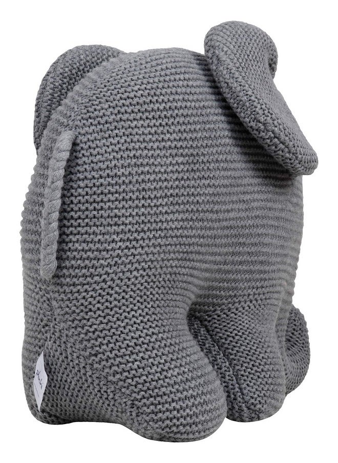 Pluchi Elephant Cotton Knitted Stuffed/Plush/Soft Toys For Babies&Kids (Grey)