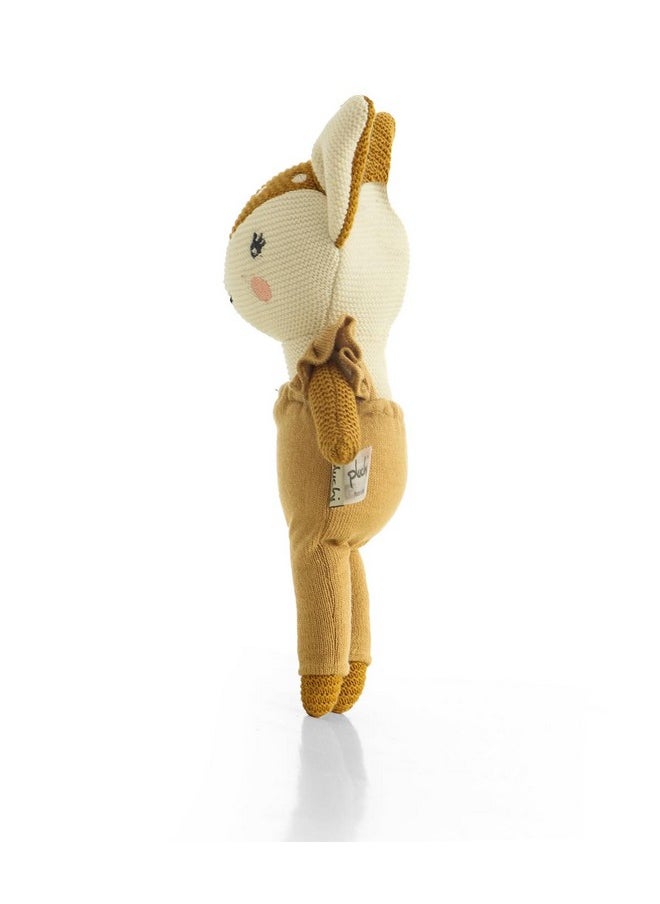 Pluchi Classy Fox- Cotton Knitted Stuffed Soft Toy (Mustard & Ivory)