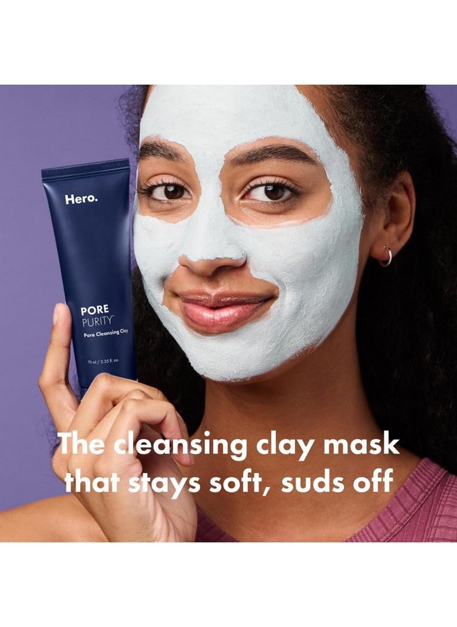 Hero Cosmetics Pore Purity Cleansing Clay Mask - Absorbs Excess Oil and Visibly Minimizes Pores in 4 days (2.35 fl oz)