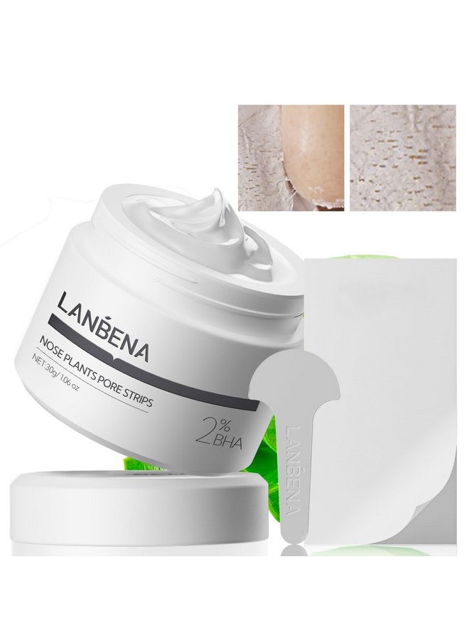 LANBENA 2.0 Nose Pore Strips, Blackhead Remover Mask with Salicylic Acid, Amazonian White Clay, Pore Cleanser Purifying Peel off Face Mask with 60 PCS Strips, Aloe Facial Mask(1.05 Ounce)