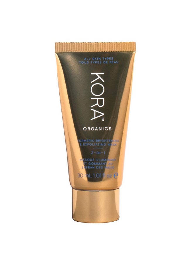 KORA Organics Turmeric Brightening & Exfoliating Mask, Multi-Use Facial Scrub, Polish & Illuminate, Certified Organic Exfoliating Face Mask, Cruelty Free, 1.01 fl oz