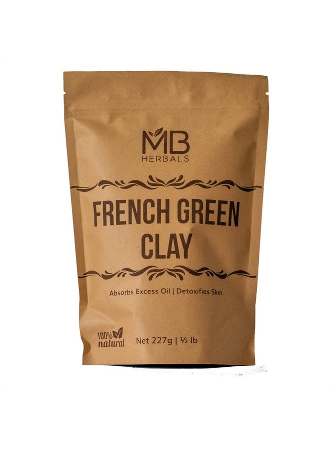 MB Herbals French Green Clay 1 lb | 16 oz One Pound Large Economy Pack | 100% Pure Montmorillonite Clay | Absorbs Excess Oil | Detoxifies Skin | Highly Recommended For Oily Skin