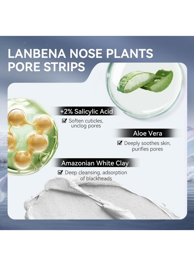 LANBENA 3-in-1 Blackhead Removal Set - Pore Strips (30g), Pore Minimizing Serum (30ml) & Removal Paper - Mask for Face, Minimizes Pores & Leaves Skin Fresh & Clean, Blackhead Remover