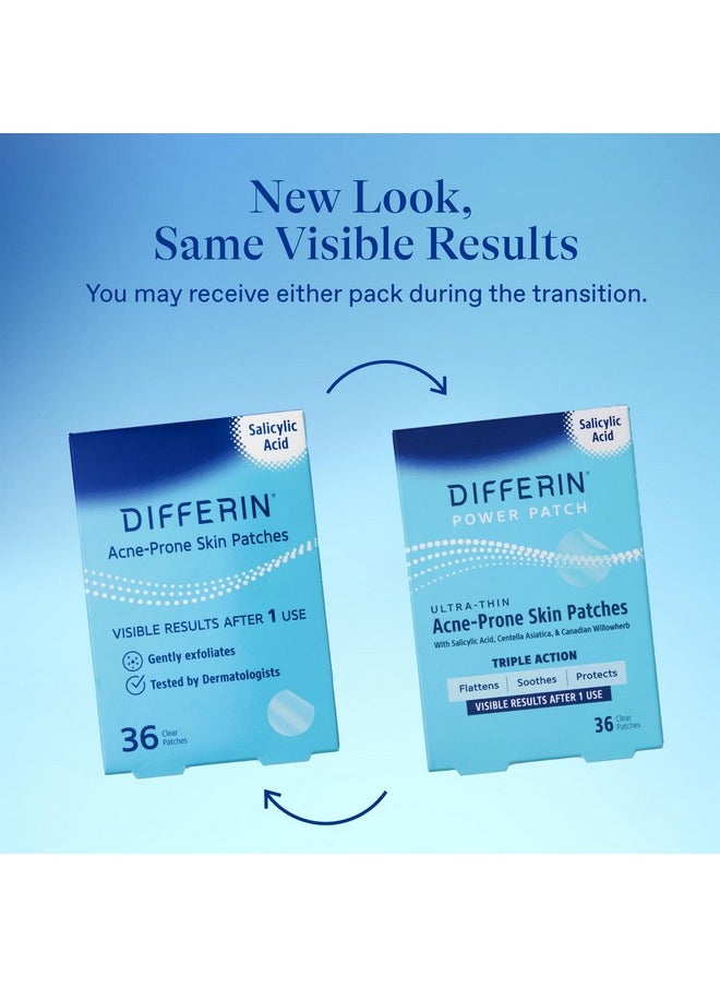 Differin Acne Patches, Pimple Patches for Acne Prone Skin, Formulated with Salicylic Acid and Centella, Fast Triple Action Power Patch for Day & Night, Dermatologist Tested, 36 Count