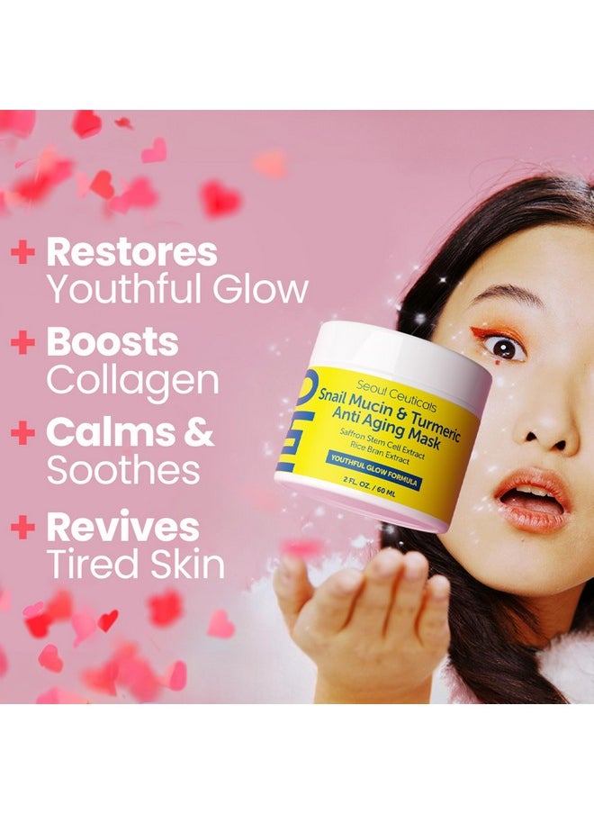 SeoulCeuticals Korean Face Mask Skin Care - Snail Mucin Turmeric Mask for Face - Cruelty Free K Beauty Anti Aging Face Mask for Healthy, Youthful Glow 2oz