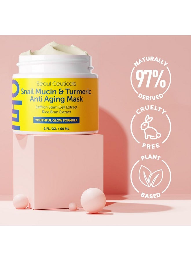 SeoulCeuticals Korean Face Mask Skin Care - Snail Mucin Turmeric Mask for Face - Cruelty Free K Beauty Anti Aging Face Mask for Healthy, Youthful Glow 2oz
