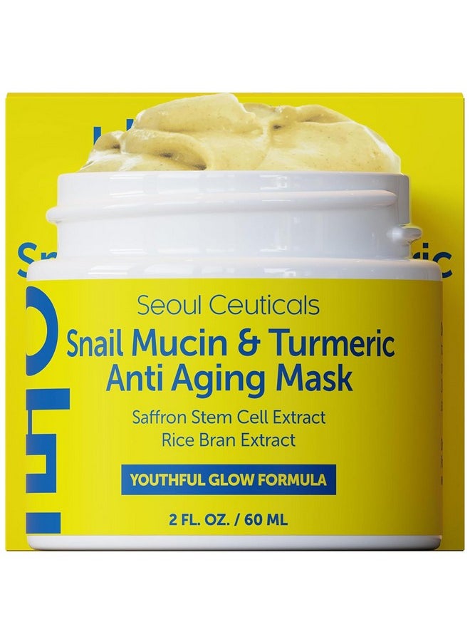 SeoulCeuticals Korean Face Mask Skin Care - Snail Mucin Turmeric Mask for Face - Cruelty Free K Beauty Anti Aging Face Mask for Healthy, Youthful Glow 2oz