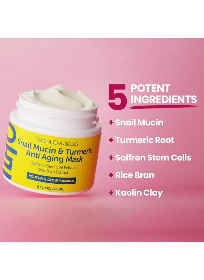 SeoulCeuticals Korean Face Mask Skin Care - Snail Mucin Turmeric Mask for Face - Cruelty Free K Beauty Anti Aging Face Mask for Healthy, Youthful Glow 2oz