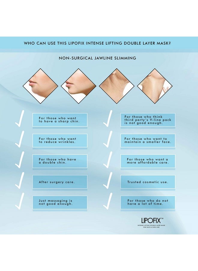 Lipofix Lift & Firm V-Line Sculpting Mask - Advanced Chin & Jawline Shaping Solution for Tightening & Lifting. 5 Masks