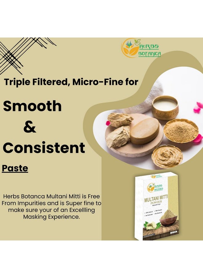Herbs Botanica Multani Mitti Powder Earth Clay Mask 100% Pure Bentonite and Kaolin Clay for Skin Care, Indian Healing and Deep Cleansing - 2 oz Kaolin Clay Indian Deep Pure Grade Cleansing