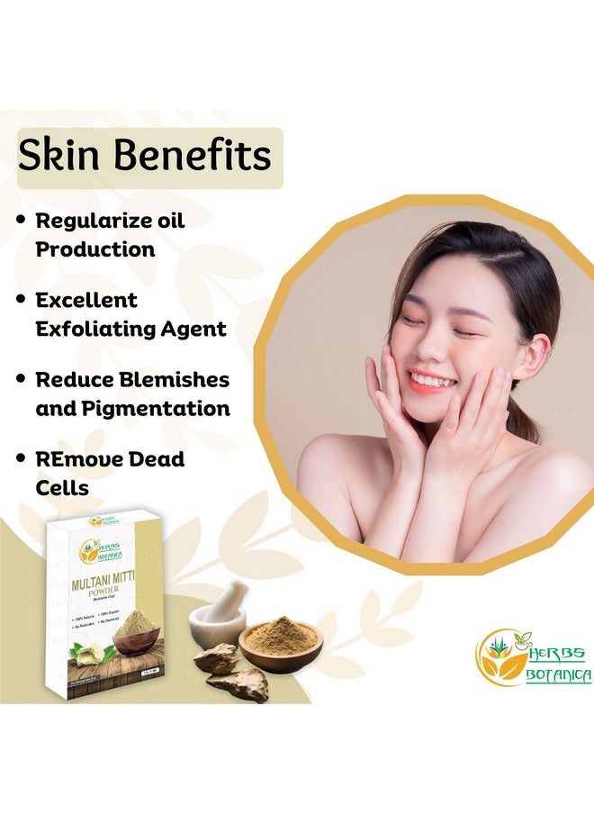 Herbs Botanica Multani Mitti Powder Earth Clay Mask 100% Pure Bentonite and Kaolin Clay for Skin Care, Indian Healing and Deep Cleansing - 2 oz Kaolin Clay Indian Deep Pure Grade Cleansing
