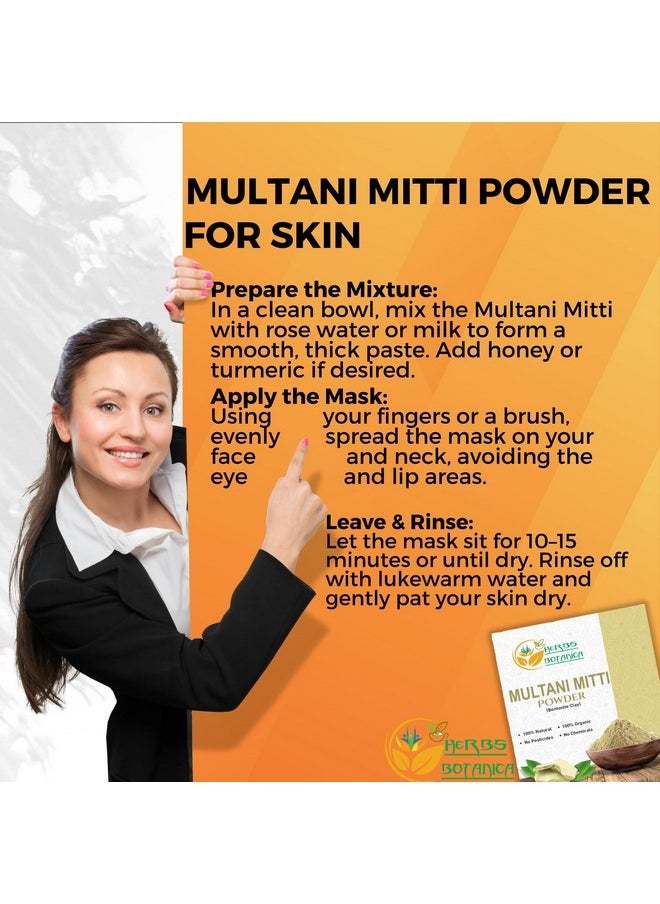 Herbs Botanica Multani Mitti Powder Earth Clay Mask 100% Pure Bentonite and Kaolin Clay for Skin Care, Indian Healing and Deep Cleansing - 2 oz Kaolin Clay Indian Deep Pure Grade Cleansing