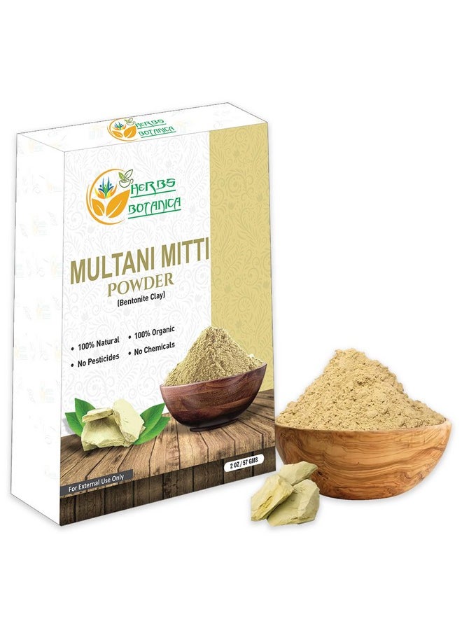 Herbs Botanica Multani Mitti Powder Earth Clay Mask 100% Pure Bentonite and Kaolin Clay for Skin Care, Indian Healing and Deep Cleansing - 2 oz Kaolin Clay Indian Deep Pure Grade Cleansing