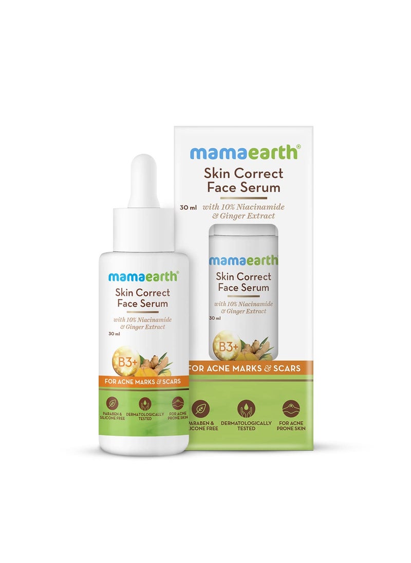Mamaearth Skin Correct Face Serum  with Niacinamide and Ginger Extract to Reduce Acne Marks and Scars  Hydrating Serum Minimizes Open Pores  101 Fl Oz30ml