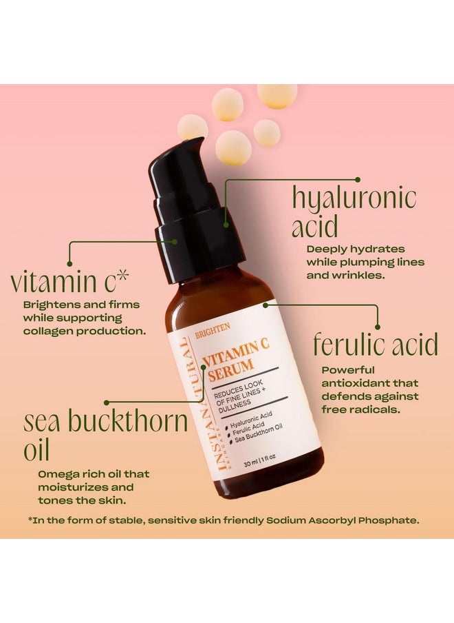 InstaNatural Vitamin C Face Serum, Brightens, Hydrates and Reduces Signs of Aging, with Vitamin C, Hyaluronic and Ferulic Acid, 1 FL Oz