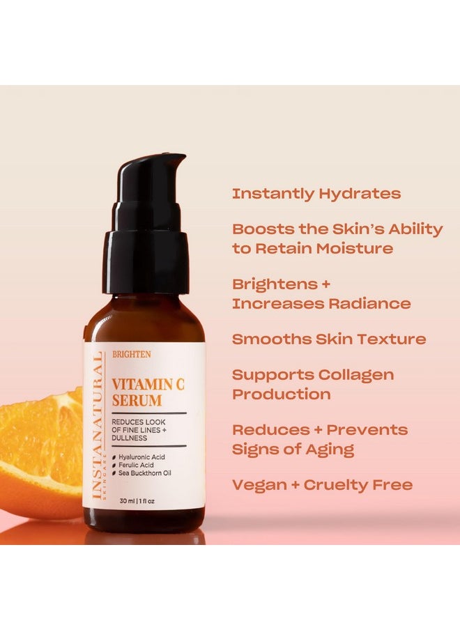 InstaNatural Vitamin C Face Serum, Brightens, Hydrates and Reduces Signs of Aging, with Vitamin C, Hyaluronic and Ferulic Acid, 1 FL Oz