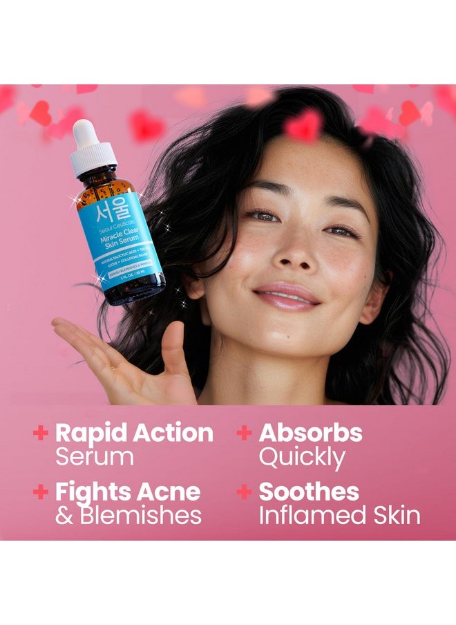 SeoulCeuticals Korean Acne Serum, Skin Care Treatment for Acne Prone Skin - Rapid Action Salicylic Acid, Tea Tree & Clove For Even Skin Tone 1oz