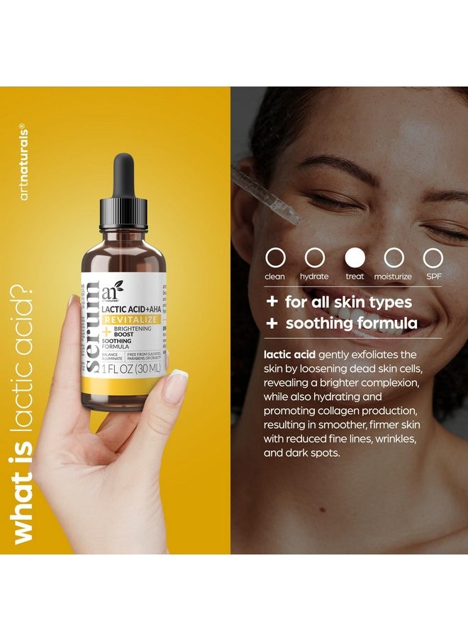 artnaturals Lactic Acid plus AHA Face Serum for Brightening Boost with Renewing Formula - Scars, Acne, Wrinkles - Exfoliates and Moisturizes the Skin - 1 oz.