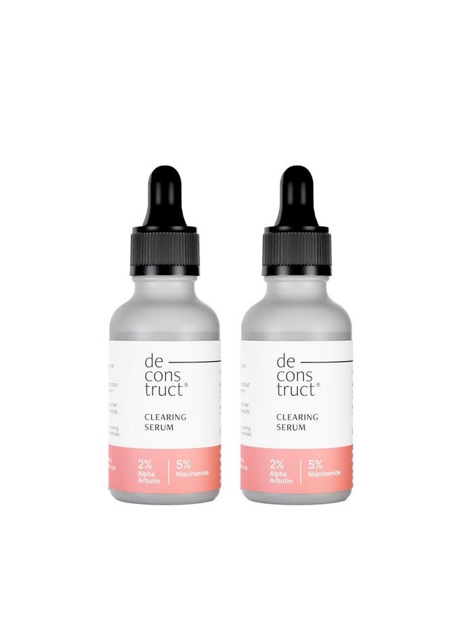 Deconstruct Skin Clearing Face Serum with 5% Niacinamide and 2% Alpha Arbutin | Reduces Pigmentation, Dark Spots, Marks| Improves skin texture | Gentle & Effective face serum | 30 ml each, pack of 2