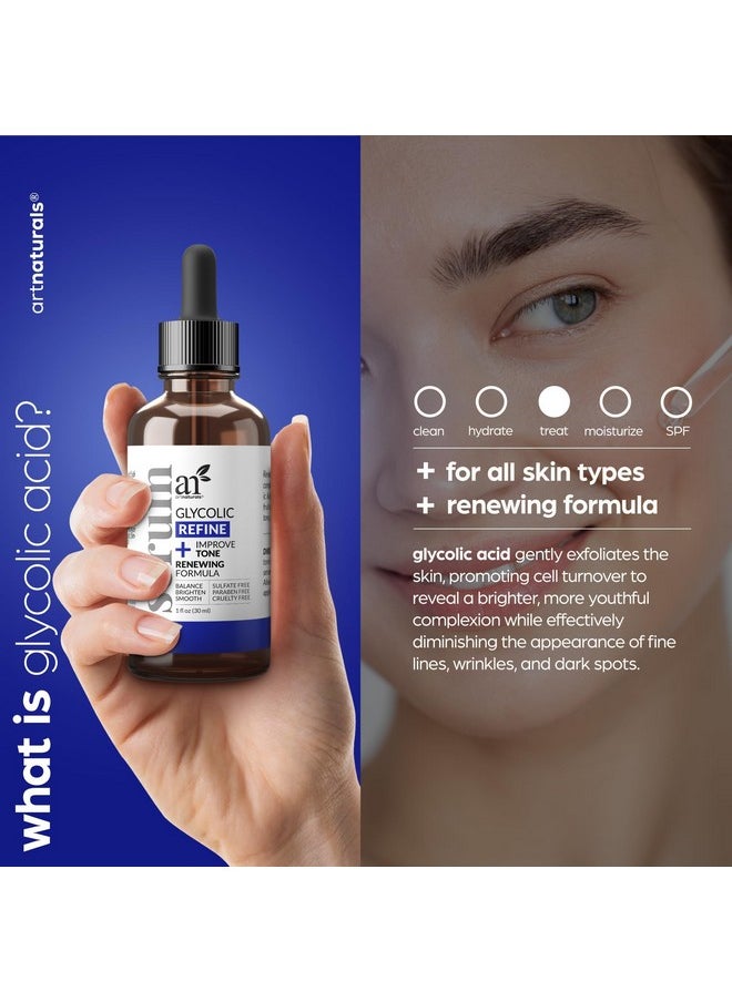 artnaturals Glycolic Serum - Face Serum - Vitamin C and Aloe Vera - Exfoliates and Minimizes Pores, Reduce Acne, Breakouts, and Appearance of Aging and Scars -1 oz.
