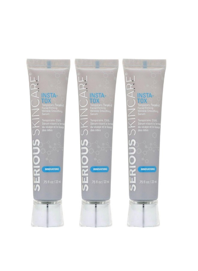 Serious Skincare INSTA-TOX Instant Wrinkle Smoothing Skin Serum TRIO - Temporarily Tightens Face - Instantly Reduce Appearance of Lines, Wrinkles & Large Pores - For Women & Men - .75 Fl. Oz. (3Pack)