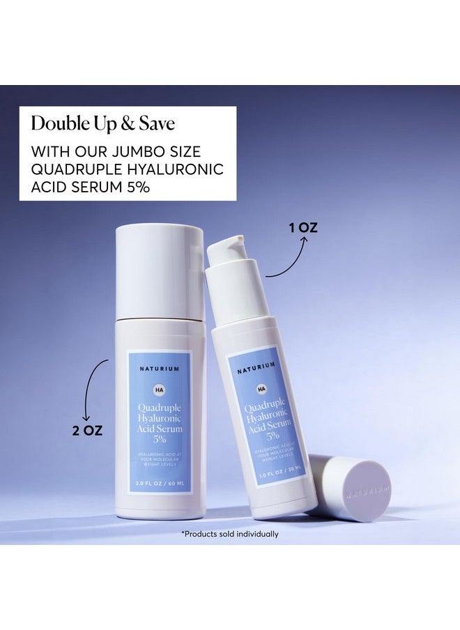 Naturium Quadruple Hyaluronic Acid Serum 5%, Hydrating & Plumping Face Serum, Anti-Aging & Moisturizing Skin Care, Fragrance-Free, 1 oz