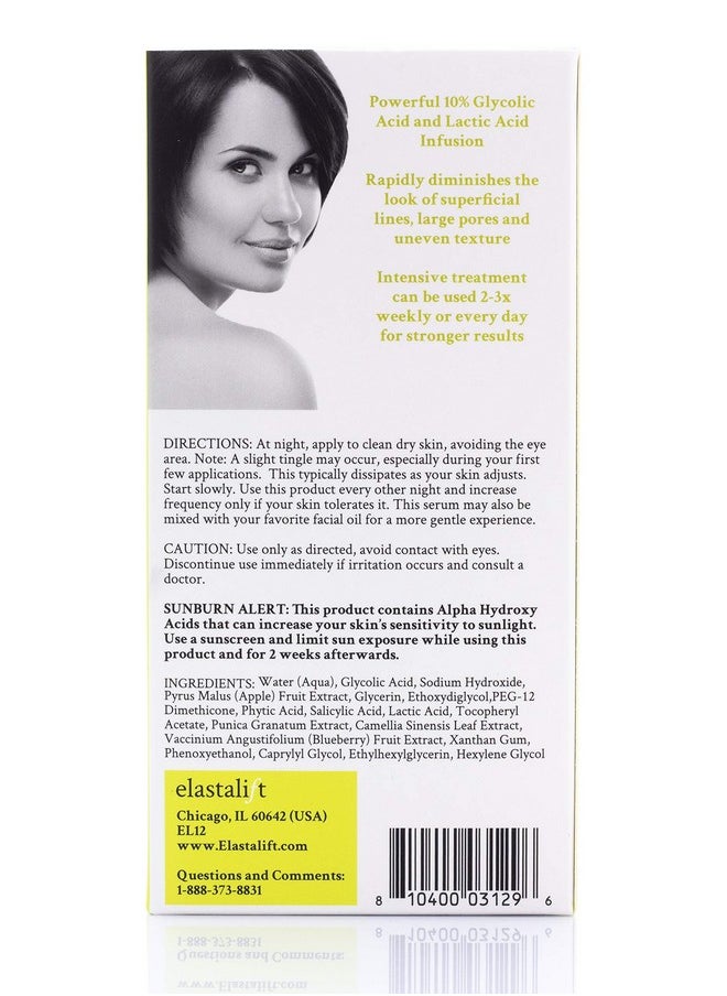 Elastalift Resurfacing Glycolic Acid Facial Peel Serum, Anti-Aging Dark Spot Corrector Facial Peel Reduces Enlarged Pores, Minimizes Fine Lines, Evens Skin Tone, Exfoliating Chemical Peel, 1.75 Fl Oz