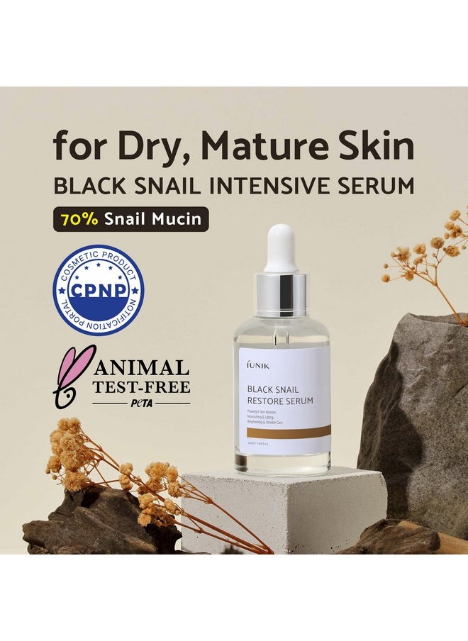 IUNIK Black Snail Serum 70% w/Centella Asiatica Essence | Hydration Dark Spots Fine Lines | Oily Sensitive Acne-Prone Skin Korean Skincare No Pore Clogging