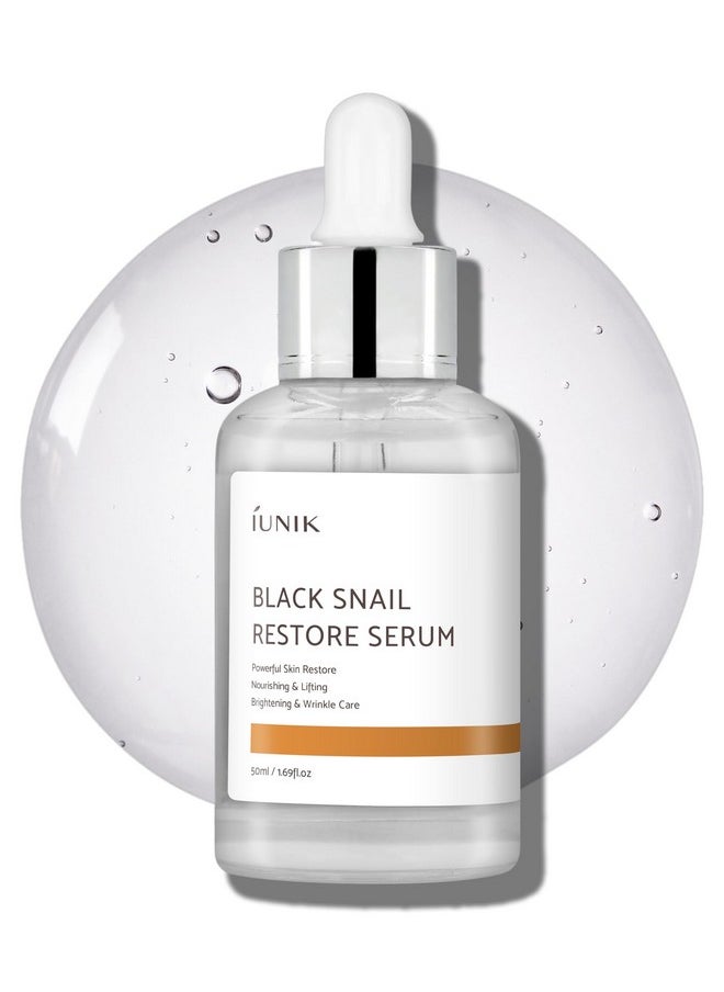 IUNIK Black Snail Serum 70% w/Centella Asiatica Essence | Hydration Dark Spots Fine Lines | Oily Sensitive Acne-Prone Skin Korean Skincare No Pore Clogging
