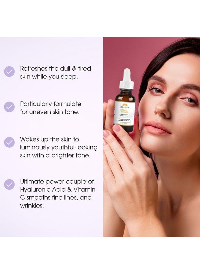 SKIN DEVA 1 oz Serum Vitamin C and Hyaluronic Acid Serum for Face + Matrixyl 3000 Anti Aging Serum, Boost Skin Collagen, Dark Spot Corrector, Anti Wrinkle Facial Serums