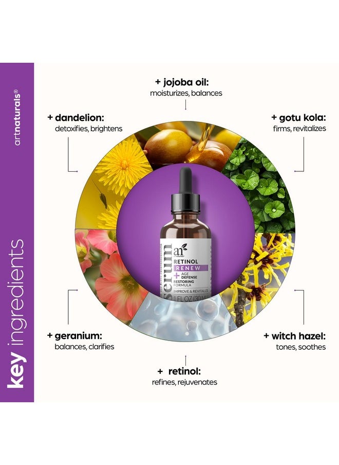 ArtNaturals Retinol Serum for Face - with Vitamin C, 2.5% Retinol Oil & Hyaluronic-Acid - Skin Clearing - Anti-Aging, Anti-Wrinkle Eye Serum - Skin Repair, Night Therapy (1 Fl Oz / 30ml) (ANGA-0127)