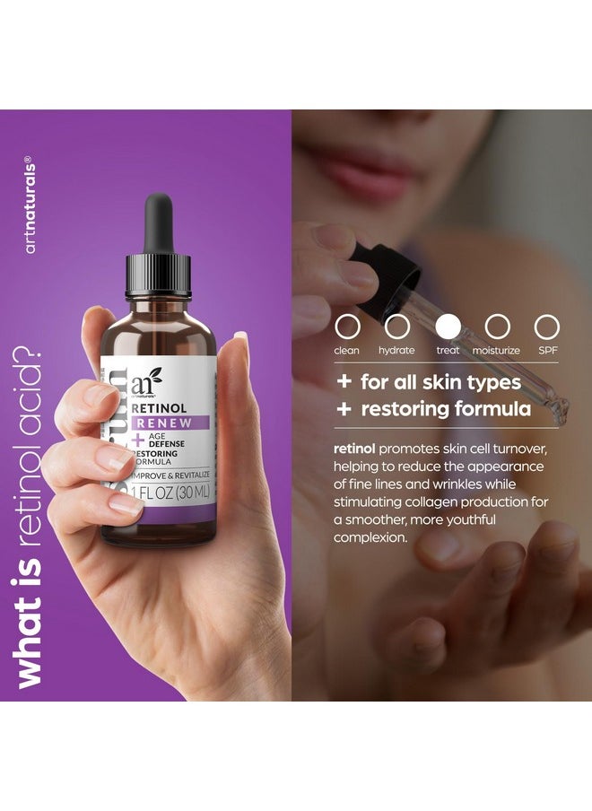 ArtNaturals Retinol Serum for Face - with Vitamin C, 2.5% Retinol Oil & Hyaluronic-Acid - Skin Clearing - Anti-Aging, Anti-Wrinkle Eye Serum - Skin Repair, Night Therapy (1 Fl Oz / 30ml) (ANGA-0127)