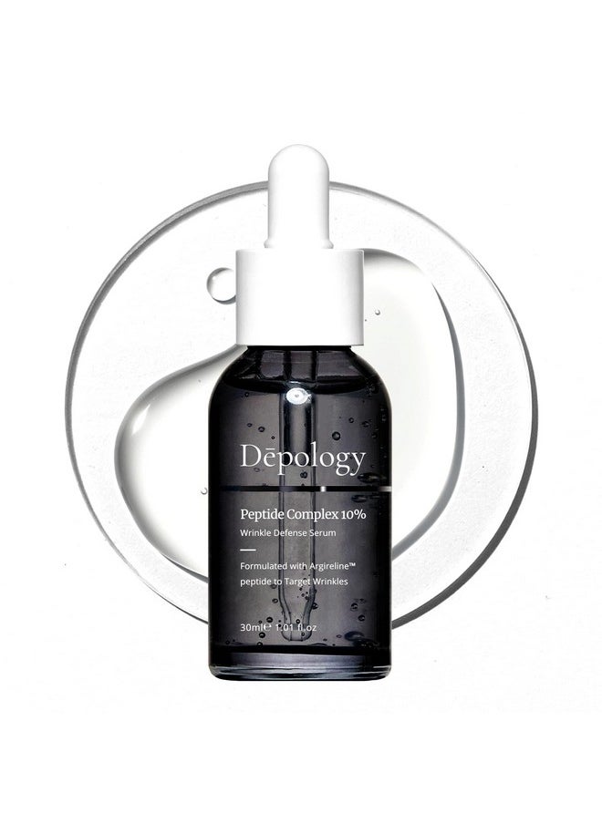 Depology Peptide Complex 10% Wrinkle Defense | Argireline™ Peptide Serum | Hydrating Face Serum Targets Dynamic Wrinkles | Vitamin C & Hyaluronic Acid Serum 1.01 fl oz