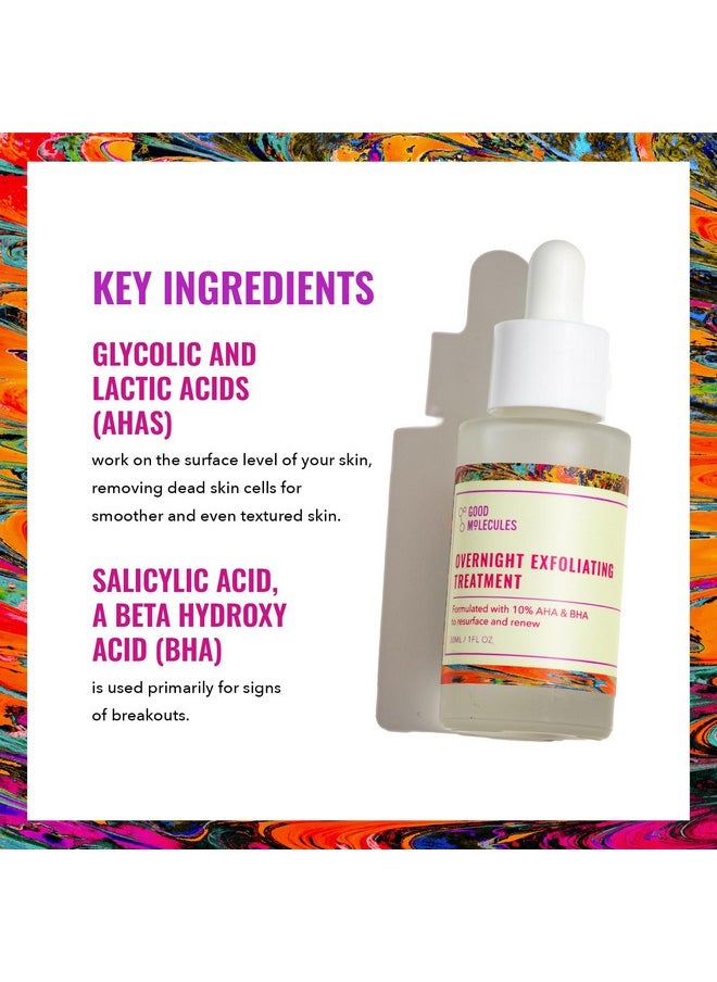 Good Molecules Overnight Exfoliating Treatment - Facial Exfoliant with AHA for Tone and Texture - Pore Minimizer, Skincare for Face with Salicylic Acid