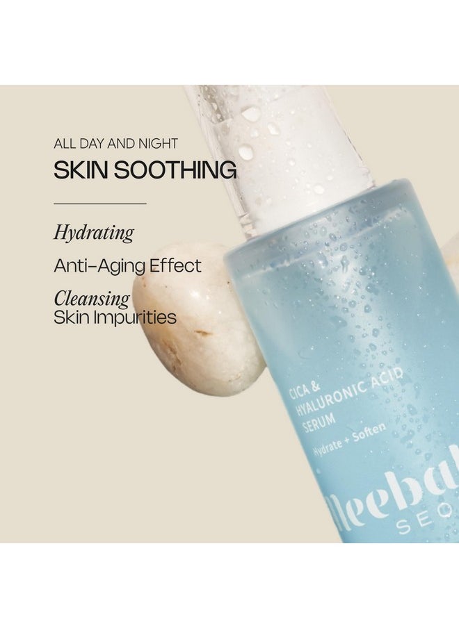 Meebak Cica & Hyaluronic Acid Serum with Vitamin C | Hydrating & Plumping Face Serum | Fine Lines & Dry Skin | Korean Skincare | Suitable for All Skin Types